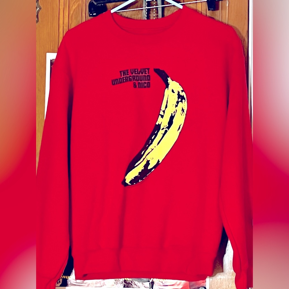 Cool Retro Velvet Underground & Nico Banana album  Red sweatshirt size Medium